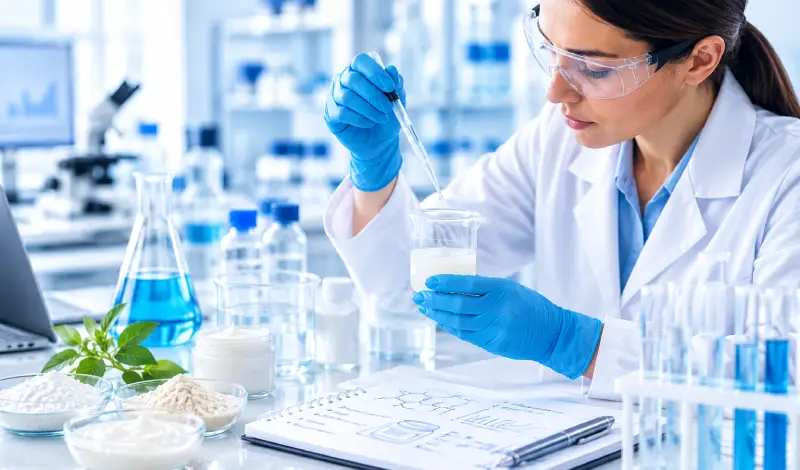 Essais de formulation à l'aide d'une pipette en laboratoire